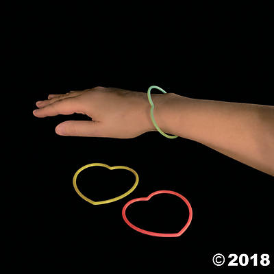 Glow in the Dark Heart Bracelet-1 Dozen - Play Fun Party, LLC